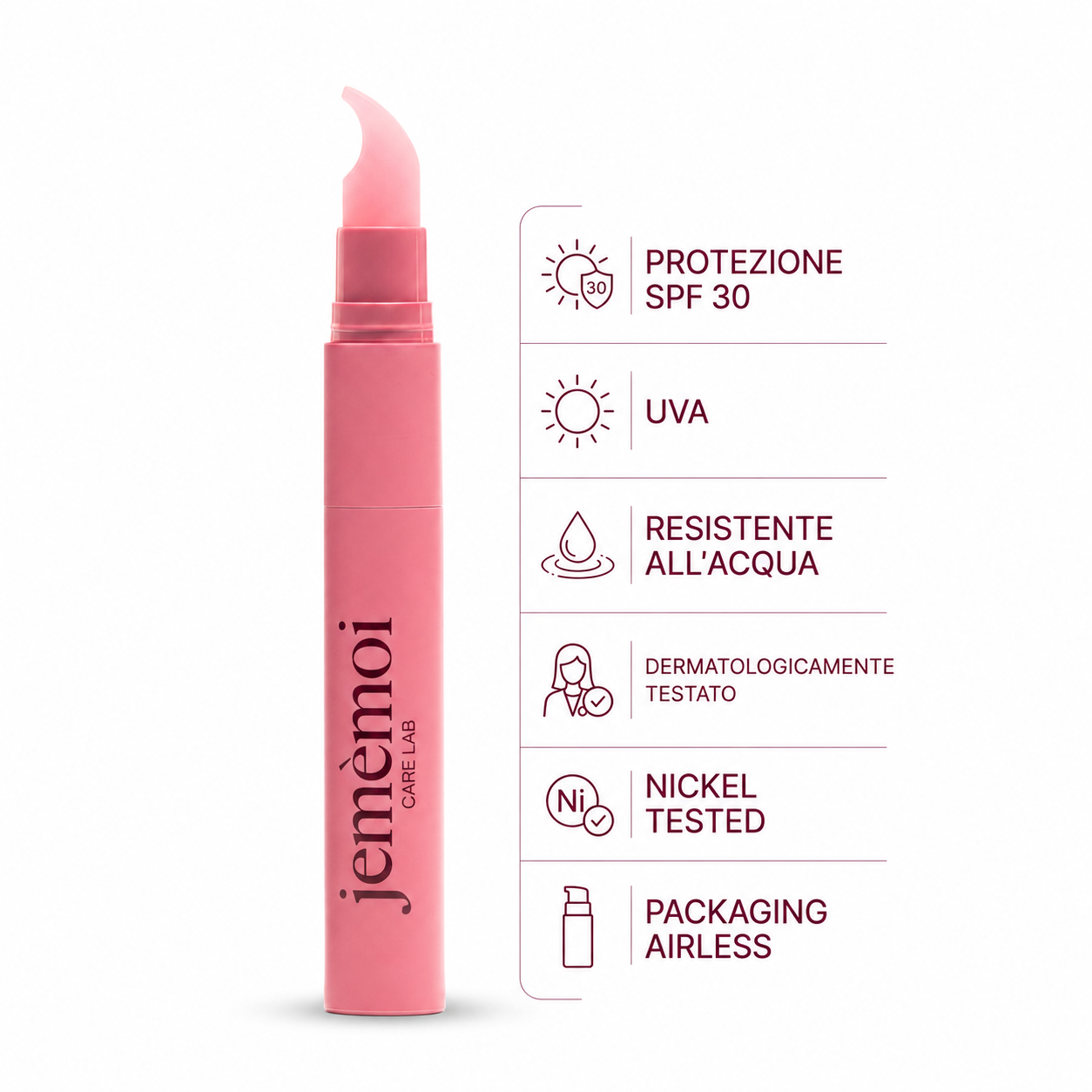 Balsamo labbra SPF 30 jemèmoi gusto fragola e uva, flacone airless 10ml